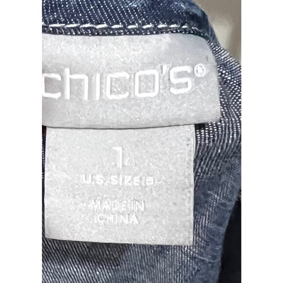 Chico's Chambray Blue Tencel Maxi Long Tank Dress Tie Dye Hem Pockets Sz M (2) - Picture 12 of 13